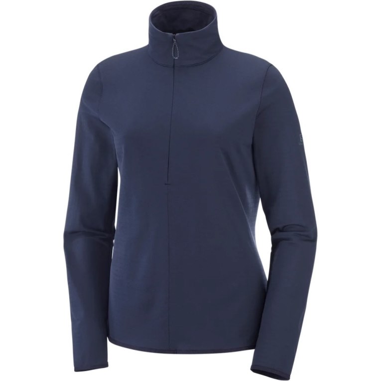 Navy Salomon Essential Lightwarm Half Zip Women's Jackets | IE OJ0937